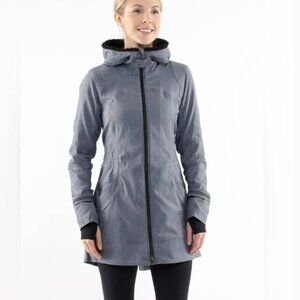 Women's Lululemon Apres Run Anorak Gray Heathered Herringbone Hooded Jacket 6